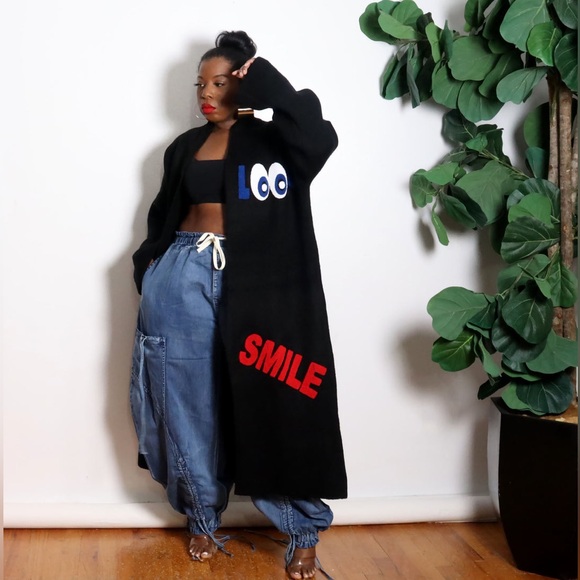 Maximila Paris Open Front Patch Work Cardigan in Black One size - Picture 2 of 6